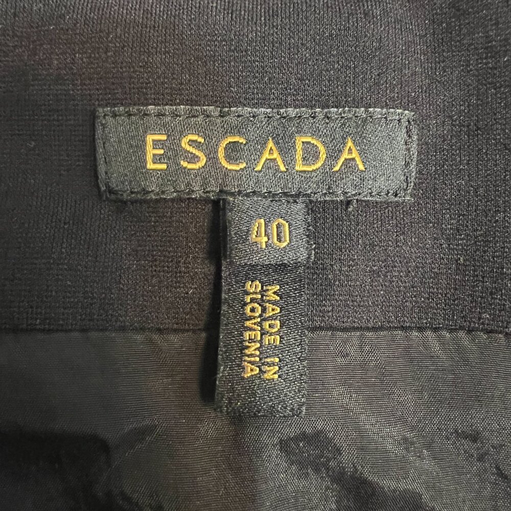 Escada Black Sheath Dress 40/M Cap Sleeve Cocktail Career Party Classic Stretch - Picture 6 of 13